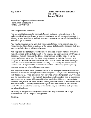Letter to Congressman Grothman May 1 2017